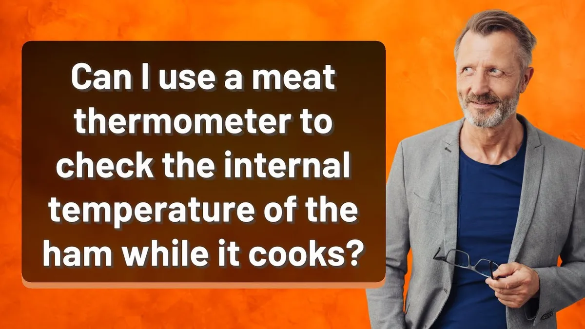 meat thermometer in ham