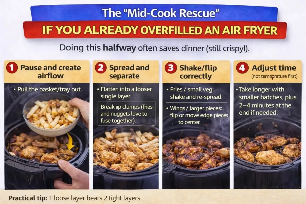 overcrowded air fryer basket