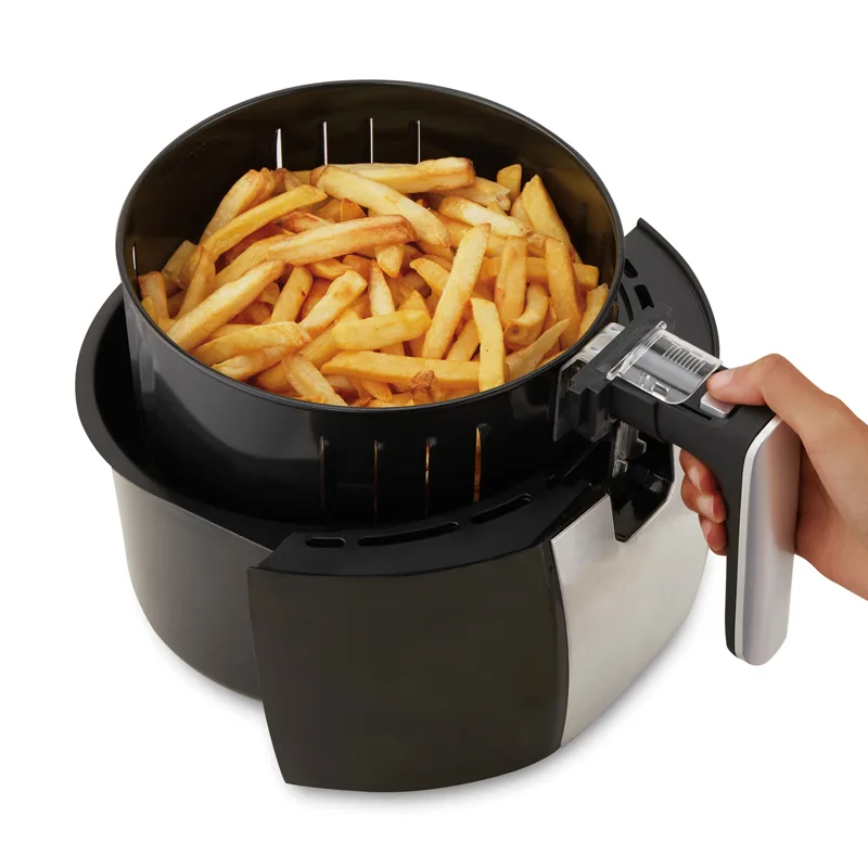 shaking air fryer basket halfway