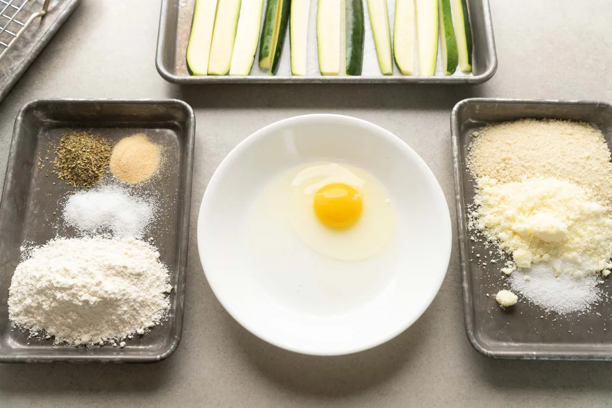 zucchini fries breading station